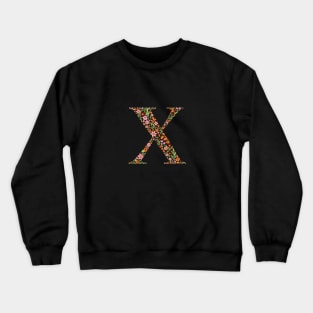 Retro Floral Letter X Crewneck Sweatshirt